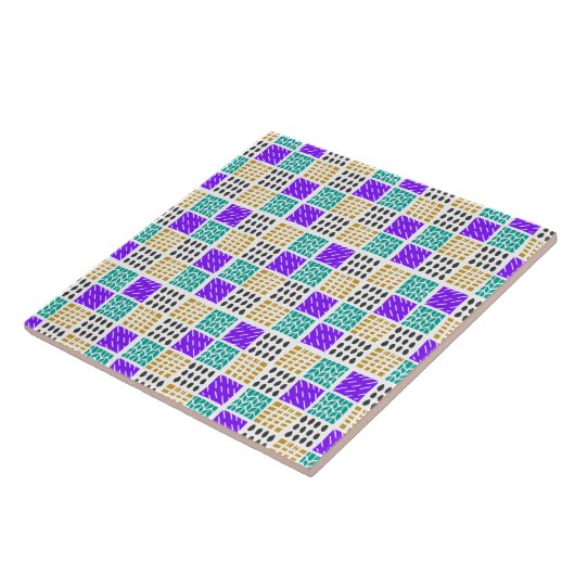 Farbenfrohes geometrisches abstraktes Quadratmuste Fliese (Seite)