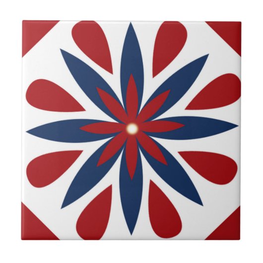 Farbenfrohes geometrisches Blumenmuster Fliese (Vorderseite)