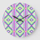 Farbenfrohes geometrisches Boho-Muster Große Wanduhr (Vorderseite)