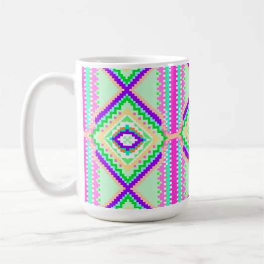 Farbenfrohes geometrisches Boho-Muster Kaffeetasse (Links)