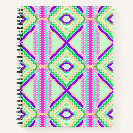 Farbenfrohes geometrisches Boho-Muster Notizblock (Vorderseite)