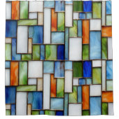 Farbenfrohes geometrisches Buntglas-Muster Duschvorhang (Vorderseite)