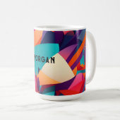 Farbenfrohes geometrisches Design, Name oder Monog Kaffeetasse (VorderseiteRechts)