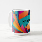 Farbenfrohes geometrisches Design, Name oder Monog Kaffeetasse (Vorderseite Links)