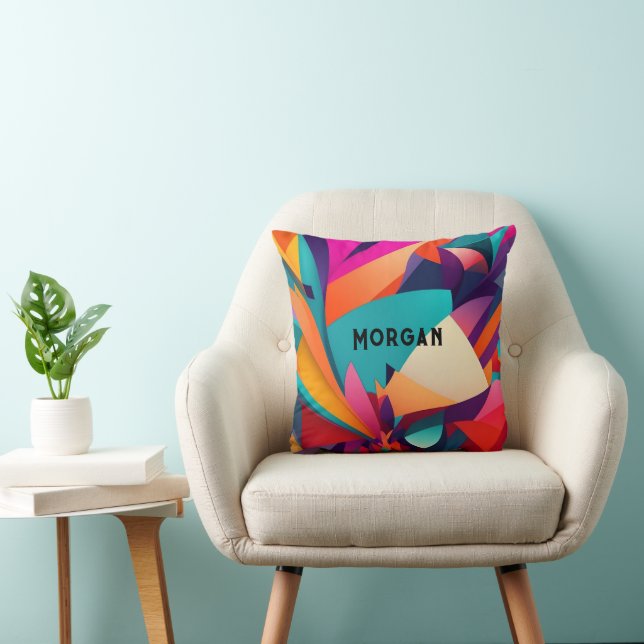 Farbenfrohes geometrisches Design, Name oder Monog Kissen (Stuhl )