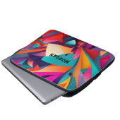 Farbenfrohes geometrisches Design, Name oder Monog Laptopschutzhülle (Vorne Knopf)