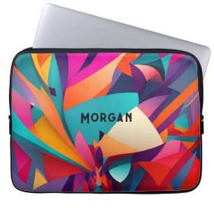 Farbenfrohes geometrisches Design, Name oder Monog Laptopschutzhülle