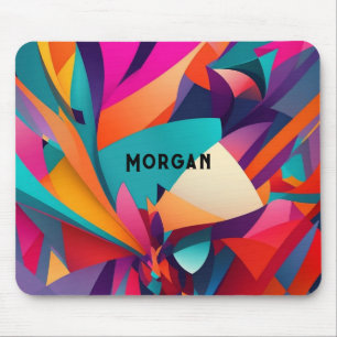 Farbenfrohes geometrisches Design, Name oder Monog Mousepad