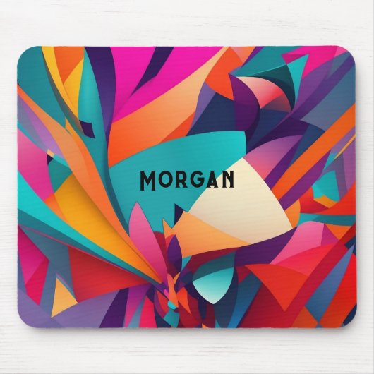 Farbenfrohes geometrisches Design, Name oder Monog Mousepad (Vorne)