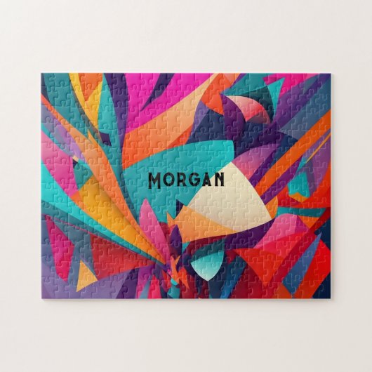 Farbenfrohes geometrisches Design, Name oder Monog Puzzle (Horizontal)