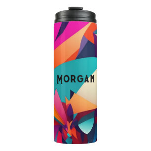 Farbenfrohes geometrisches Design, Name oder Monog Thermosbecher
