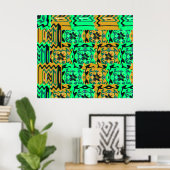 Farbenfrohes geometrisches Glitch-Muster Poster (Heimbüro)