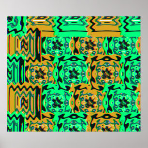 Farbenfrohes geometrisches Glitch-Muster Poster