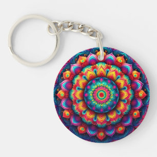 Farbenfrohes geometrisches Mandala-Muster-342678 Schlüsselanhänger
