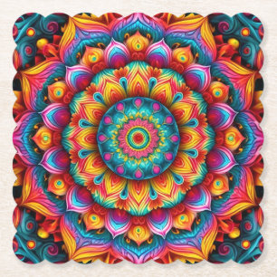 Farbenfrohes geometrisches Mandala-Muster-342678 Untersetzer