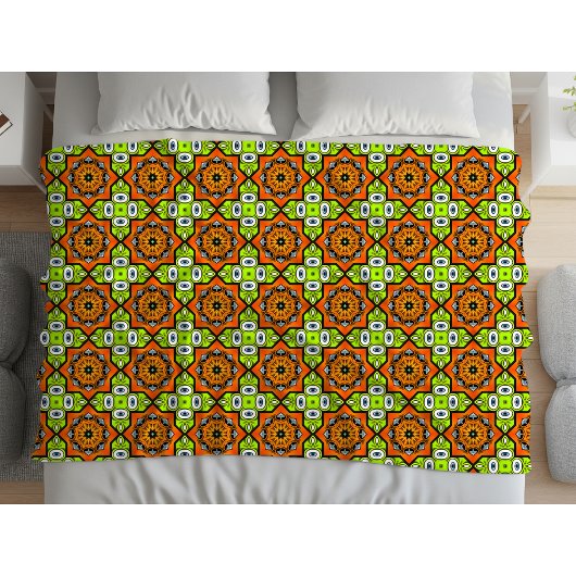 Farbenfrohes geometrisches Mandala-Muster Fleecedecke