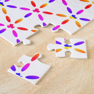 Farbenfrohes geometrisches Muster auf Weiß Puzzle