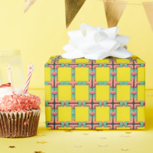 Farbenfrohes geometrisches Muster mit symmetrische Geschenkpapier