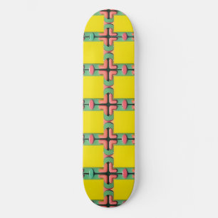Farbenfrohes geometrisches Muster mit symmetrische Skateboard