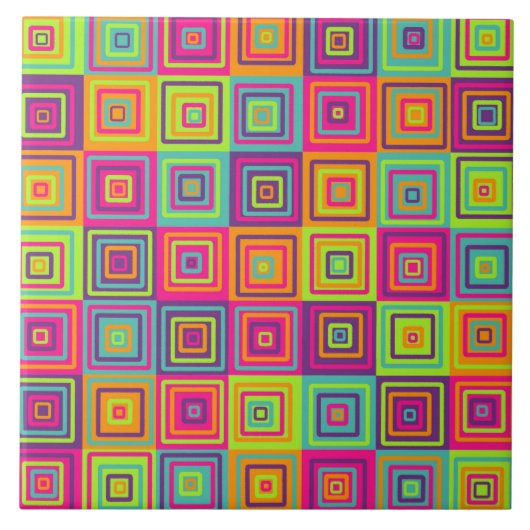 Farbenfrohes geometrisches Quadratmuster Fliese (Vorderseite)