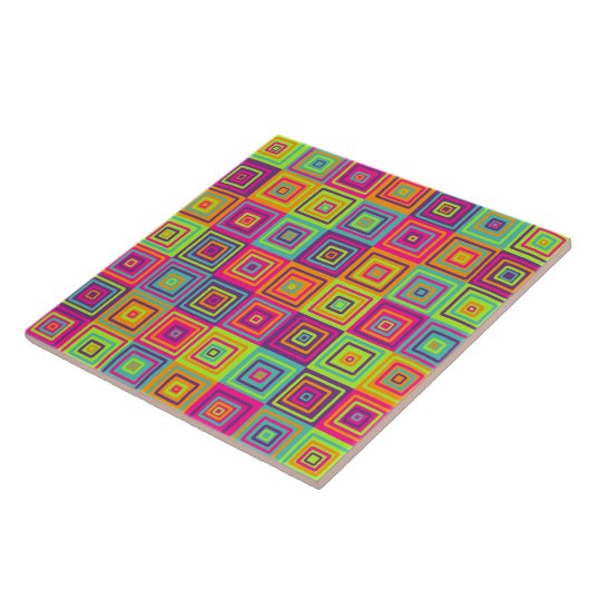 Farbenfrohes geometrisches Quadratmuster Fliese (Seite)