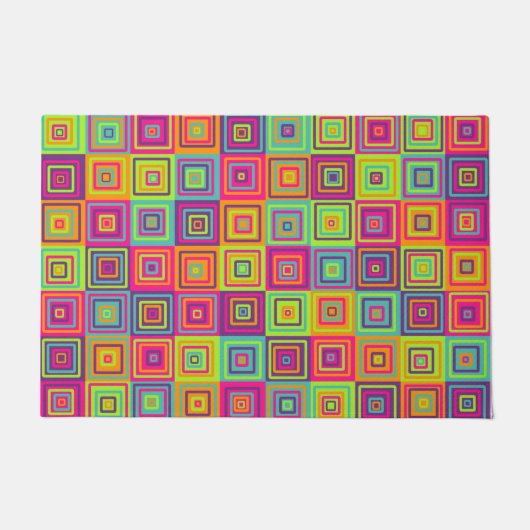 Farbenfrohes geometrisches Quadratmuster Fußmatte (Vorderseite)