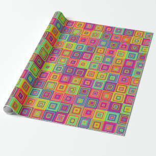 Farbenfrohes geometrisches Quadratmuster Geschenkpapier