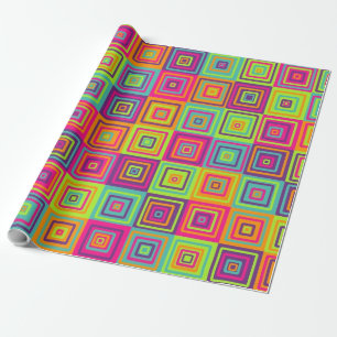 Farbenfrohes geometrisches Quadratmuster Geschenkpapier
