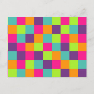 Farbenfrohes geometrisches Quadratmuster Postkarte
