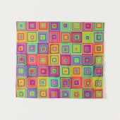 Farbenfrohes geometrisches Quadratmuster Wandteppich (Vorderseite (Horizontal))