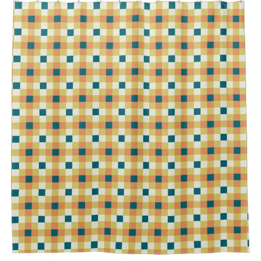 Farbenfrohes geometrisches Rastermuster mit Retro- Duschvorhang (Vorderseite)