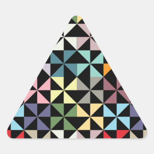 Farbenfrohes geometrisches Windrad Schwarz Dreieckiger Aufkleber