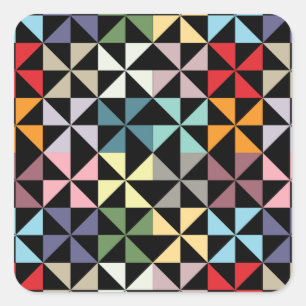 Farbenfrohes geometrisches Windrad Schwarz Quadratischer Aufkleber