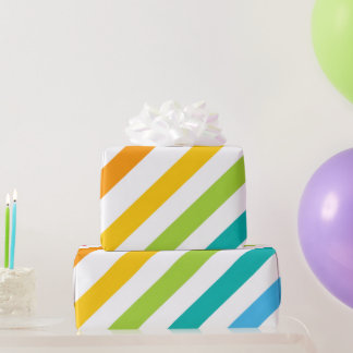Farbenfrohes gestreiftes Geburtstagsgeschenkpapier Geschenkpapier