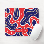 farbenfrohes grooviges Monogramm Name Mousepad (Mit Mouse)