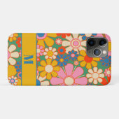 Farbenfrohes Groovy Retro-Blumenmuster mit Initial Case-Mate iPhone Hülle (Rückseite (Horizontal))