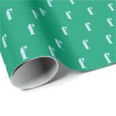 Farbenfrohes grün-blaues monogrammiertes Anfangsbu Geschenkpapier (Rolleneckpunkt)