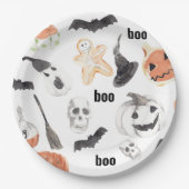 Farbenfrohes Halloween Grusel-Muster Pappteller (Vorderseite)