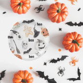 Farbenfrohes Halloween Grusel-Muster Pappteller