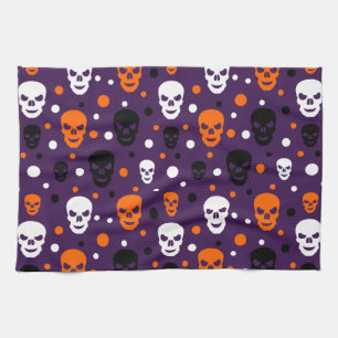 Farbenfrohes Halloween-Totenkopf-Polka-Punkte-Must Geschirrtuch