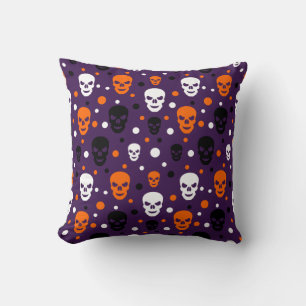 Farbenfrohes Halloween-Totenkopf-Polka-Punkte-Must Kissen
