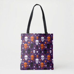 Farbenfrohes Halloween-Totenkopf-Polka-Punkte-Must Tasche