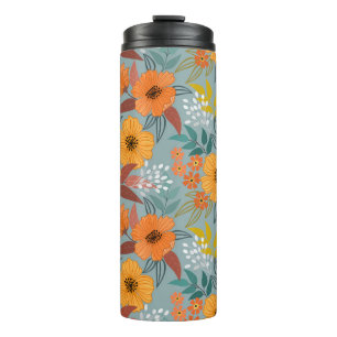 Farbenfrohes Handgemaltes Blumenmuster Thermosbecher