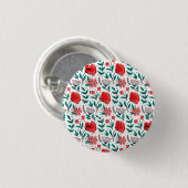 Farbenfrohes handgezeichnetes Blumenmuster. Button (Vorne & Hinten)
