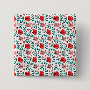 Farbenfrohes handgezeichnetes Blumenmuster. Button