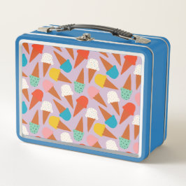 Farbenfrohes handgezeichnetes Muster eines Eiscrem Metall Brotdose