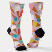 Farbenfrohes handgezeichnetes Muster eines Eiscrem Socken (Gewinkelt)