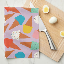 Farbenfrohes handgezeichnetes Muster eines Eiswaff Geschirrtuch