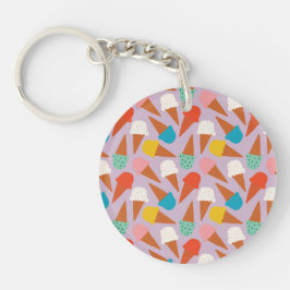 Farbenfrohes handgezeichnetes Muster eines Eiswaff Schlüsselanhänger