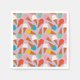 Farbenfrohes handgezeichnetes Muster eines Eiswaff Serviette